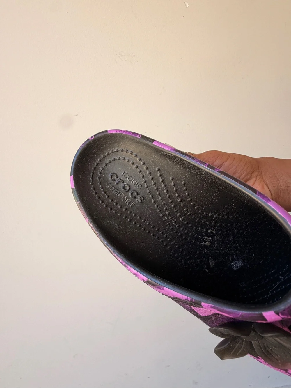 CROCS Purple and Black Floral Platform Clogs